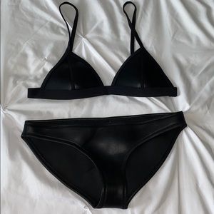 Triangle leather bikini